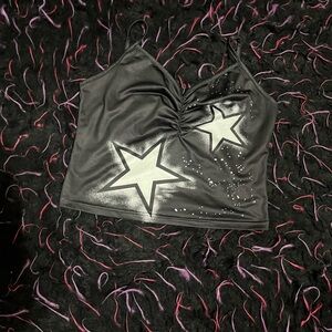 Black Star-Patterned Women's Top